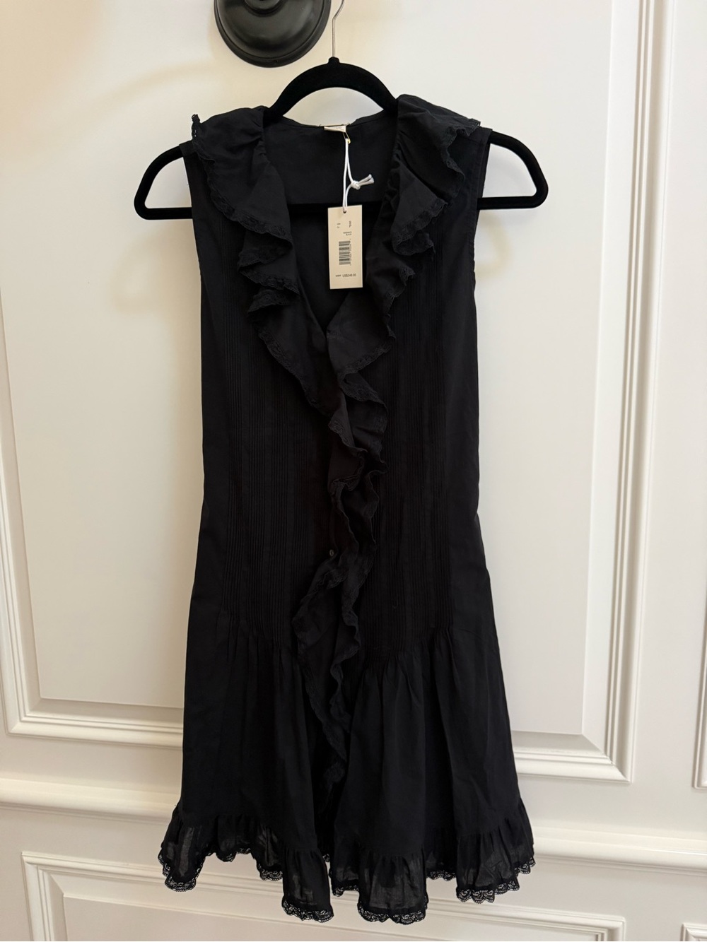 Magaschoni Ruffle Sleeveless Dress Black - Picture 9 of 9